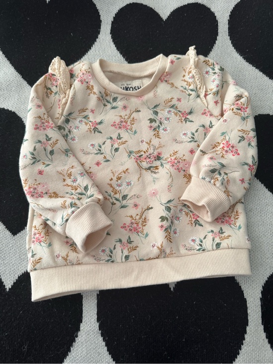 OshKosh B'gosh Other - OshKosh B'gosh Cream Floral Ruffle-Shoulder Sweatshirt